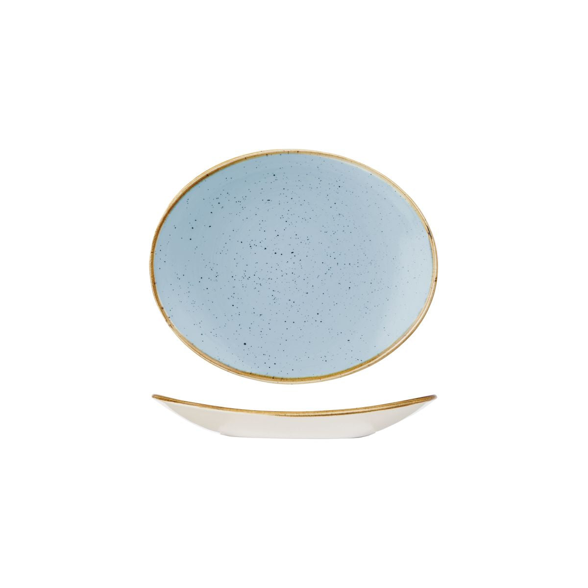 Oval Plate - 192mm, Duck Egg, Stonecast from Churchill. Vitrified, made out of Porcelain and sold in boxes of 6. Hospitality quality at wholesale price with The Flying Fork!