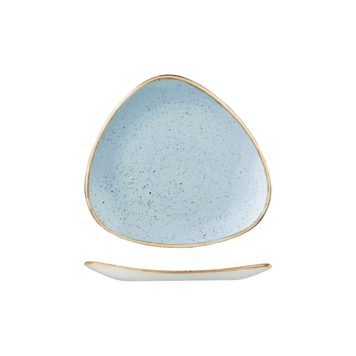 Triangular Plate - 229mm, Duck Egg, Stonecast from Churchill. Vitrified, made out of Porcelain and sold in boxes of 12. Hospitality quality at wholesale price with The Flying Fork!