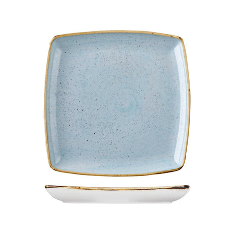 Square Plate - 268mm, Duck Egg, Stonecast from Churchill. Vitrified, made out of Porcelain and sold in boxes of 3. Hospitality quality at wholesale price with The Flying Fork!