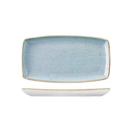 Rectangular Plate - 295x150mm, Duck Egg, Stonecast from Churchill. Vitrified, made out of Porcelain and sold in boxes of 6. Hospitality quality at wholesale price with The Flying Fork!