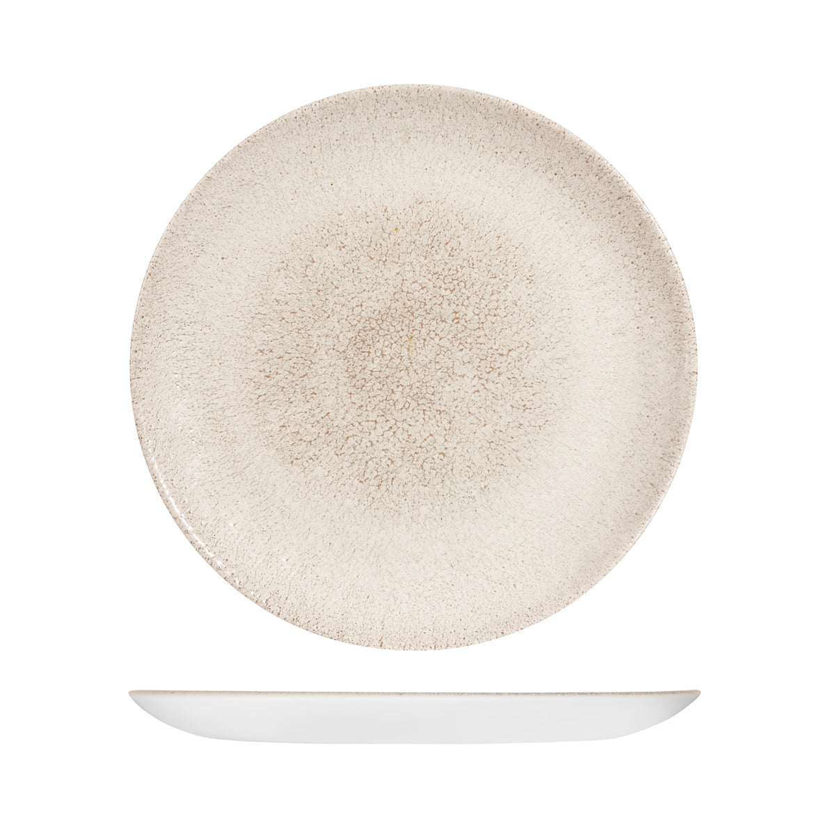 Round Plate - Coupe, 288mm, Raku, Agate Grey from Churchill. Textured, made out of Porcelain and sold in boxes of 6. Hospitality quality at wholesale price with The Flying Fork!