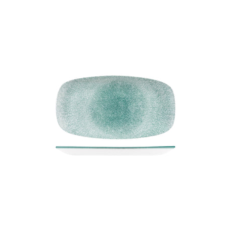 Oblong Plate - 298x153mm, Raku, Jade Green from Churchill. Textured, made out of Porcelain and sold in boxes of 6. Hospitality quality at wholesale price with The Flying Fork!