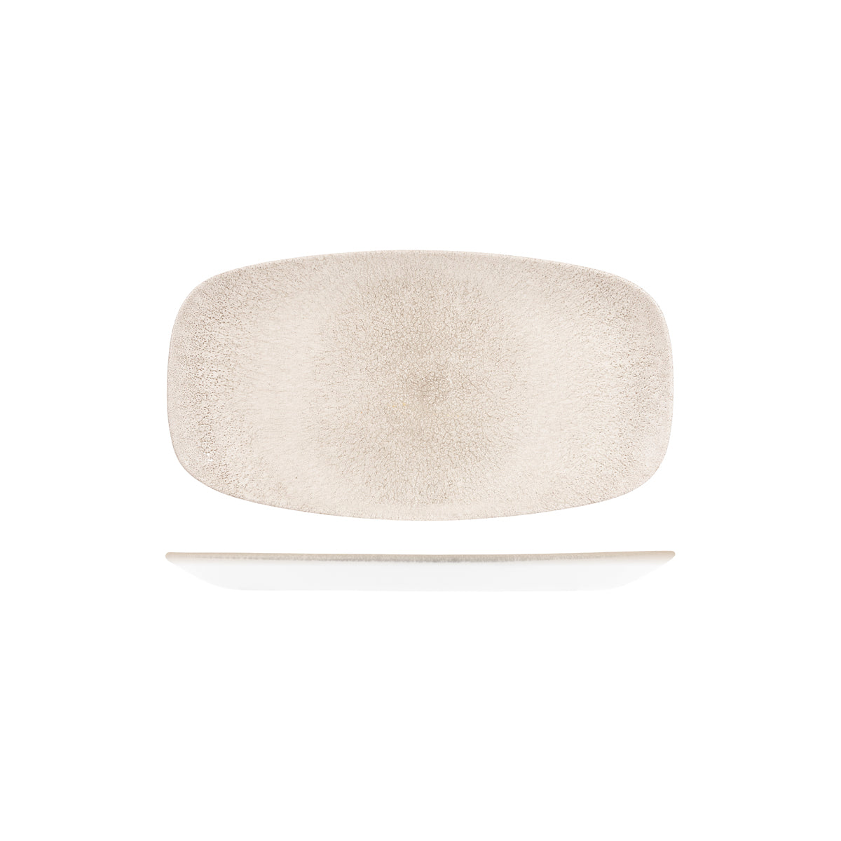 Oblong Plate - 355x189mm, Raku, Agate Grey from Churchill. Textured, made out of Porcelain and sold in boxes of 6. Hospitality quality at wholesale price with The Flying Fork!