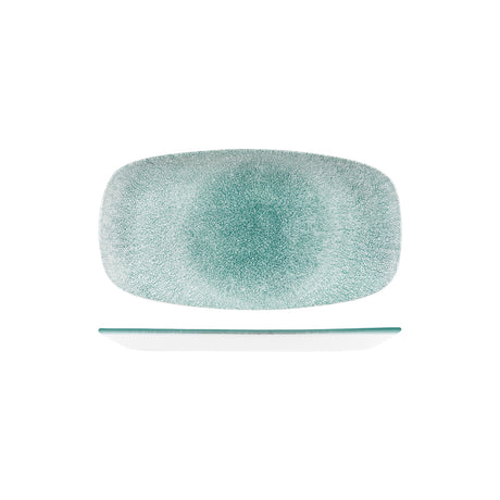 Oblong Plate - 355x189mm, Raku, Jade Green from Churchill. Textured, made out of Porcelain and sold in boxes of 6. Hospitality quality at wholesale price with The Flying Fork!
