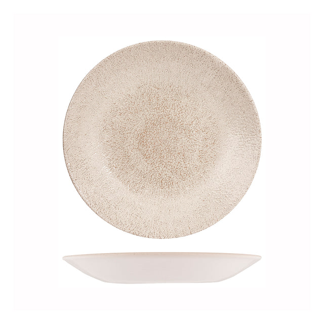 Deep Plate - Coupe, 255mm, Raku, Agate Grey from Churchill. Textured, made out of Porcelain and sold in boxes of 6. Hospitality quality at wholesale price with The Flying Fork!