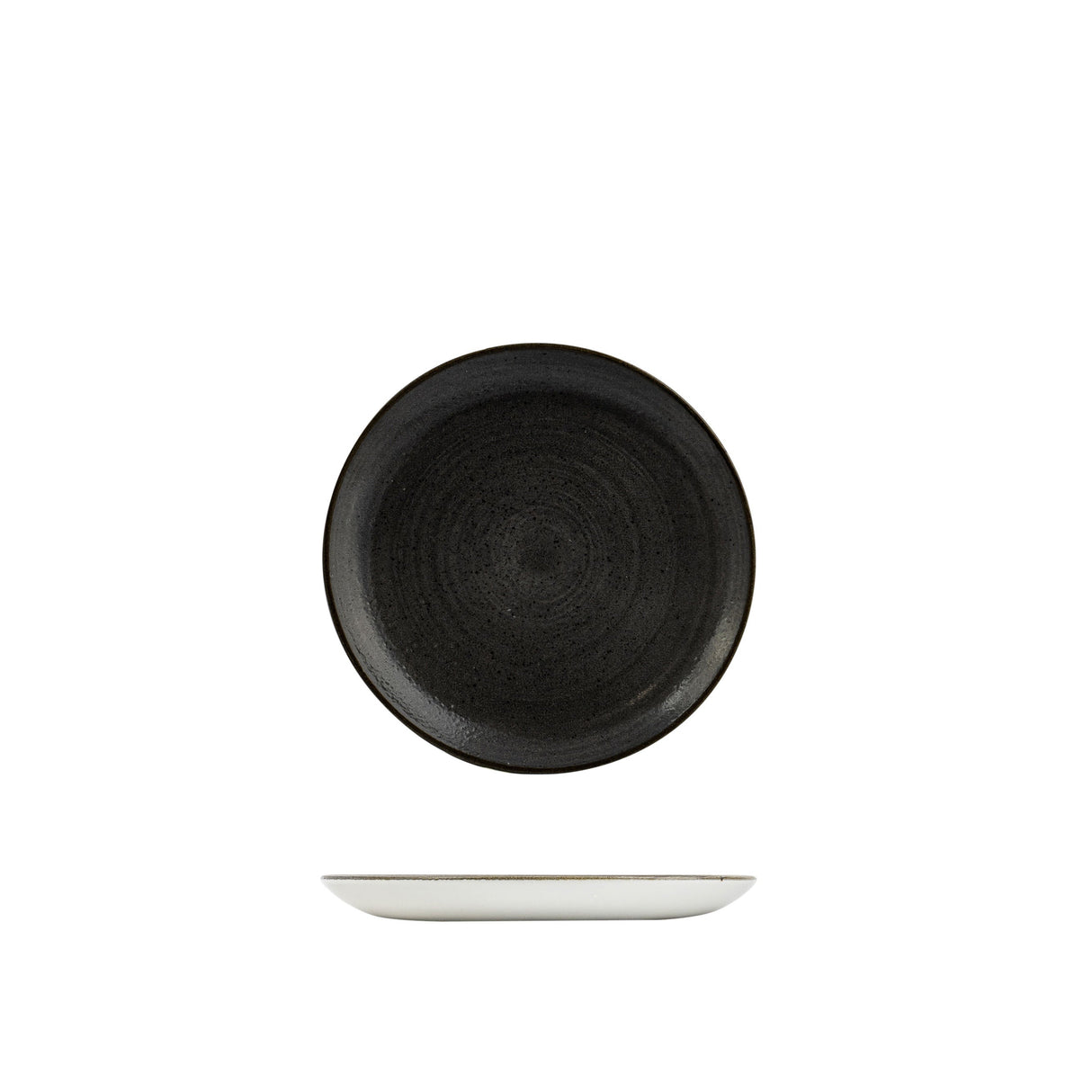 Coupe Plate - 217Mm, Stonecast Raw Black from Churchill. Patterned, made out of Plates and sold in boxes of 12. Hospitality quality at wholesale price with The Flying Fork!