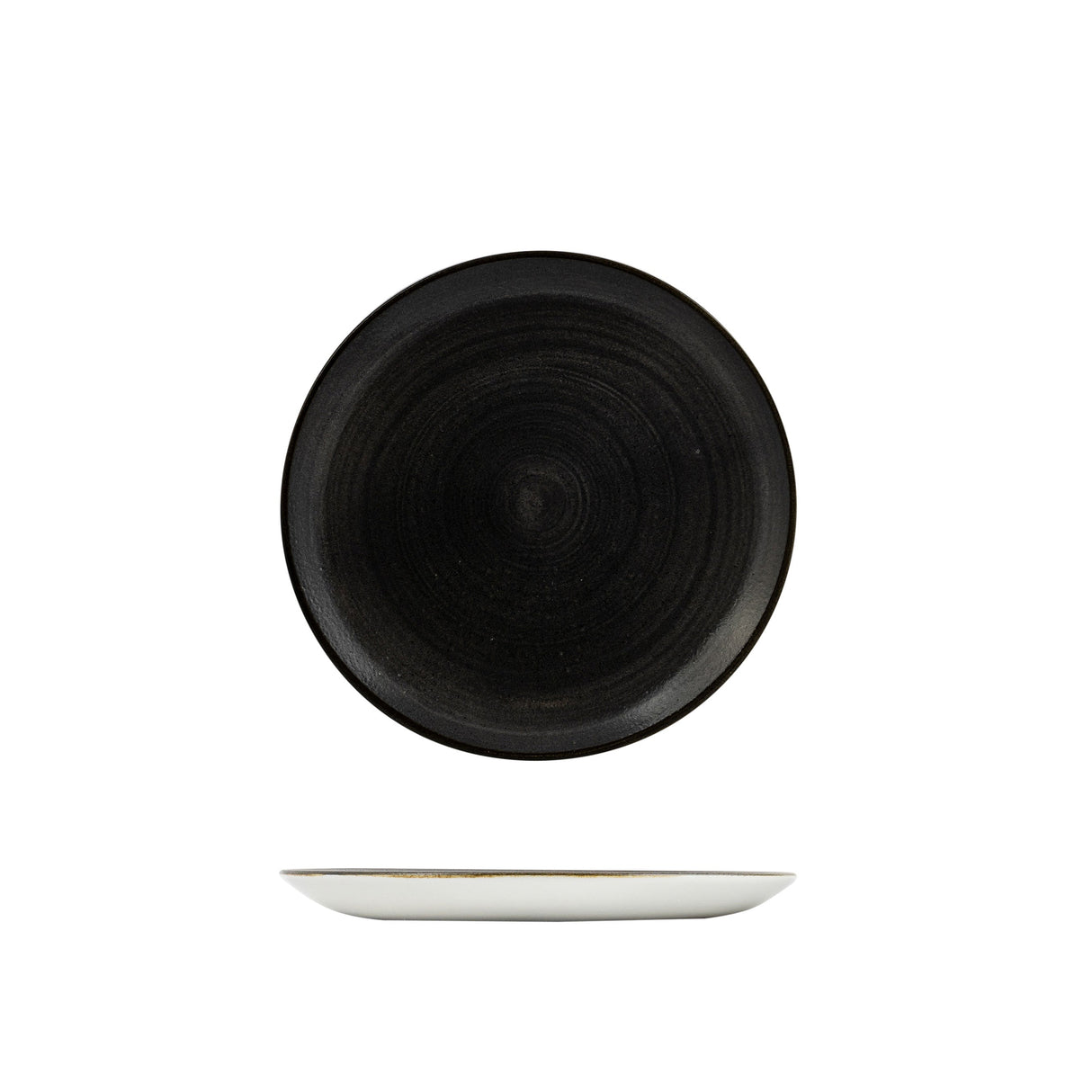 Coupe Plate - 260Mm, Stonecast Raw Black from Churchill. Patterned, made out of Plates and sold in boxes of 12. Hospitality quality at wholesale price with The Flying Fork!