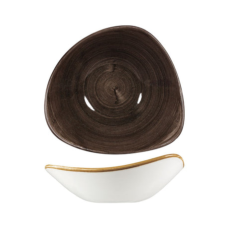Bowl - Triangular, 235mm, Patina Iron Black from Churchill. made out of Porcelain and sold in boxes of 12. Hospitality quality at wholesale price with The Flying Fork!