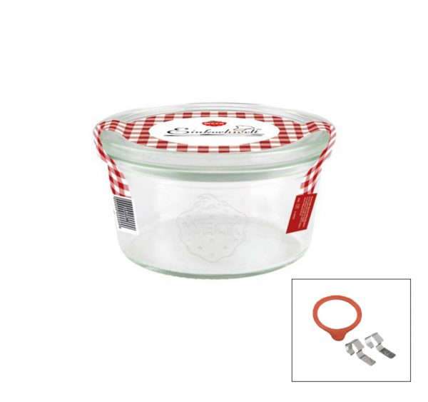 Complete Glass Jar w-Lid-Seal (#740) - 290mL, 100x55mm from Weck. made out of Glass and sold in boxes of 6. Hospitality quality at wholesale price with The Flying Fork!