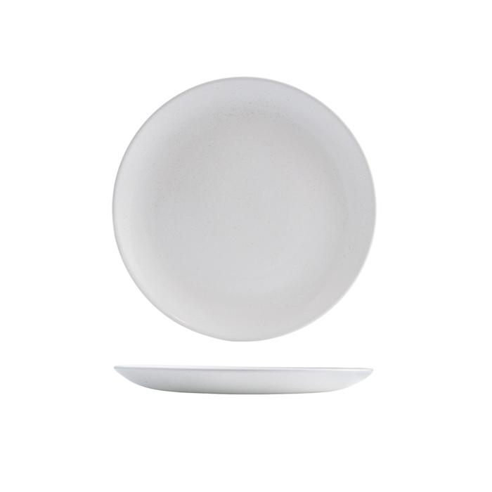 Round Coupe Plate - 217Mm, Vellum White from Churchill. Patterned, made out of Porcelain and sold in boxes of 12. Hospitality quality at wholesale price with The Flying Fork!