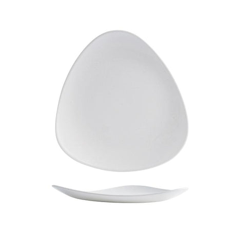 Triangular Plate - 229Mm, Vellum White from Churchill. Patterned, made out of Porcelain and sold in boxes of 12. Hospitality quality at wholesale price with The Flying Fork!