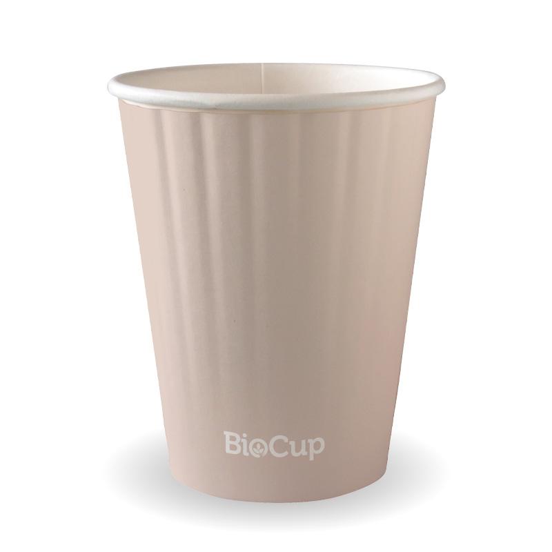 390ml / 12oz (90mm) Aqueous Leaf Double Wall BioCup - stone