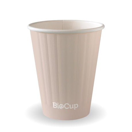 255ml / 8oz (80mm) Aqueous Leaf Double Wall BioCup - stone