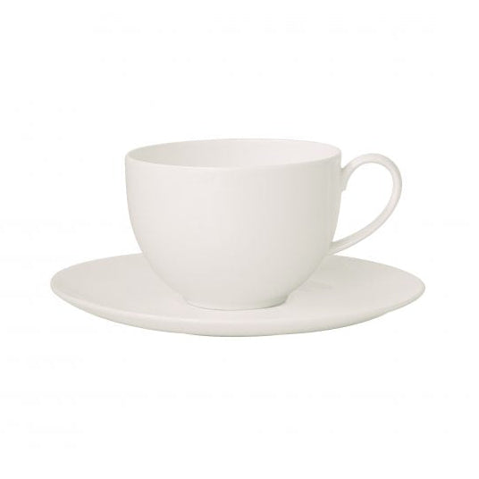 white coffee cup and saucer on white background