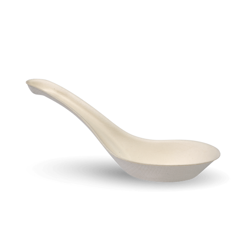 Biocane Chinese Soup Spoon - White from Biopak. Compostable and sold in boxes of 1. Hospitality quality at wholesale price with The Flying Fork!