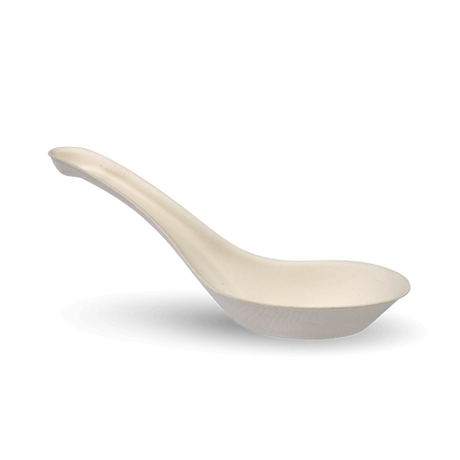 Biocane Chinese Soup Spoon - White from Biopak. Compostable and sold in boxes of 1. Hospitality quality at wholesale price with The Flying Fork!