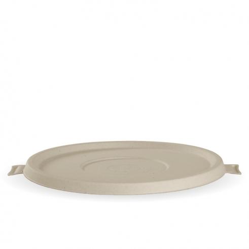 800-1,180ml (24-40oz) bowl sugarcane lid - natural from BioPak. Compostable, made out of Paper and Bioplastic and sold in boxes of 1. Hospitality quality at wholesale price with The Flying Fork!
