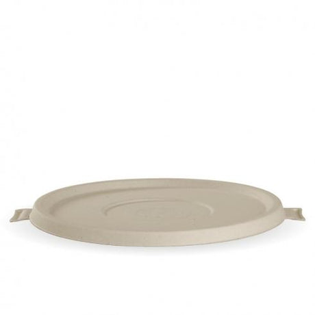 800-1,180ml (24-40oz) bowl sugarcane lid - natural from BioPak. Compostable, made out of Paper and Bioplastic and sold in boxes of 1. Hospitality quality at wholesale price with The Flying Fork!