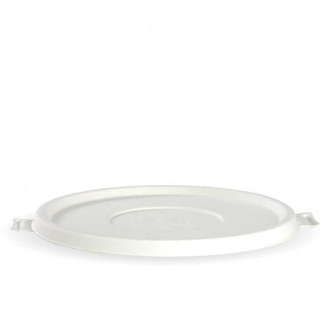 800-1,180ml (24-40oz) bowl sugarcane lid - white from BioPak. Compostable, made out of Paper and Bioplastic and sold in boxes of 1. Hospitality quality at wholesale price with The Flying Fork!