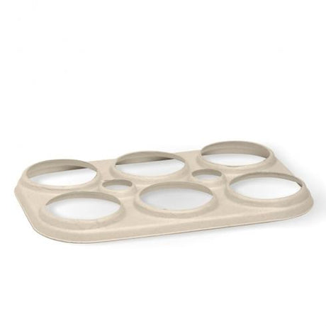 6 ring sugarcane beer holder - natural from BioPak. Compostable, made out of Sugarcane Pulp and sold in boxes of 1. Hospitality quality at wholesale price with The Flying Fork!