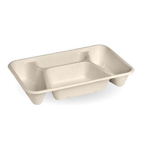 4-compartment base - 270x170x46mm - 350/180/180/120ml - natural from BioPak. Compostable, made out of Sugarcane Pulp and sold in boxes of 1. Hospitality quality at wholesale price with The Flying Fork!