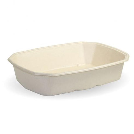 950ml octa base - Natural from BioPak. Compostable, made out of Sugarcane Pulp and sold in boxes of 1. Hospitality quality at wholesale price with The Flying Fork!