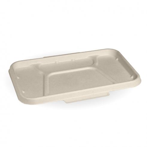 4-compartment sugarcane lid - 270x170mm - natural from BioPak. Compostable, made out of Paper and Bioplastic and sold in boxes of 1. Hospitality quality at wholesale price with The Flying Fork!