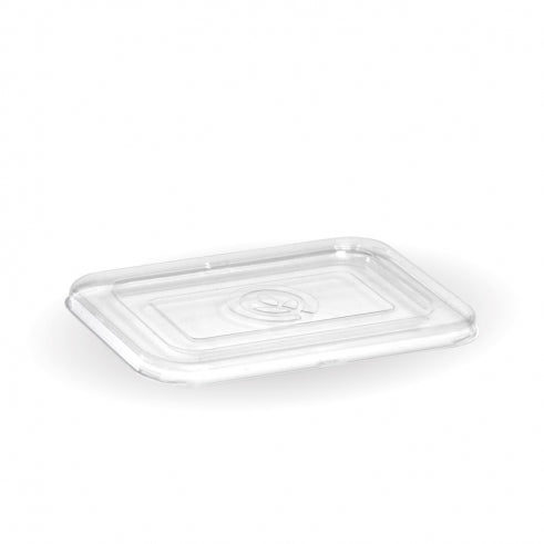 500 and 600ml base PET lid - clear from BioPak. Compostable, made out of PET Plastic and sold in boxes of 1. Hospitality quality at wholesale price with The Flying Fork!