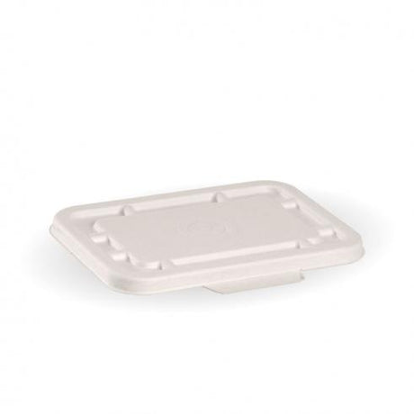 500 and 600ml base sugarcane lid - white from BioPak. Compostable, made out of Sugarcane Pulp and sold in boxes of 1. Hospitality quality at wholesale price with The Flying Fork!