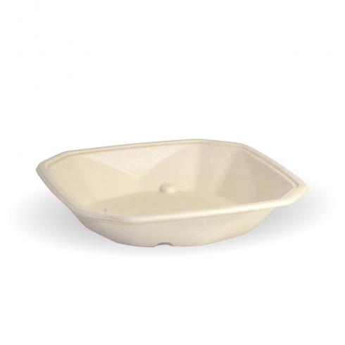 500ml octa base - Natural from BioPak. Compostable, made out of Sugarcane Pulp and sold in boxes of 1. Hospitality quality at wholesale price with The Flying Fork!