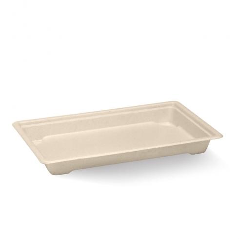 Large sushi tray - natural from BioPak. Compostable, made out of Paper and Bioplastic and sold in boxes of 1. Hospitality quality at wholesale price with The Flying Fork!