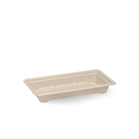 Small sushi tray - natural from BioPak. Compostable, made out of Paper and Bioplastic and sold in boxes of 1. Hospitality quality at wholesale price with The Flying Fork!