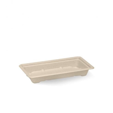 Small sushi tray - natural from BioPak. Compostable, made out of Paper and Bioplastic and sold in boxes of 1. Hospitality quality at wholesale price with The Flying Fork!
