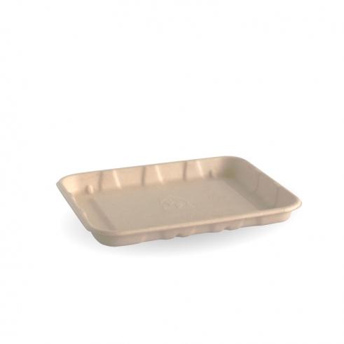 16x14x2cm (6x5") produce tray - natural from BioPak. Compostable, made out of Sugarcane Pulp and sold in boxes of 1. Hospitality quality at wholesale price with The Flying Fork!