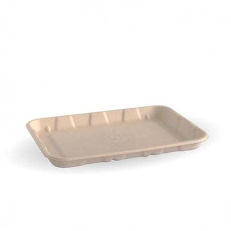 19x14x2cm (7x5") produce tray - natural from BioPak. Compostable, made out of Sugarcane Pulp and sold in boxes of 1. Hospitality quality at wholesale price with The Flying Fork!