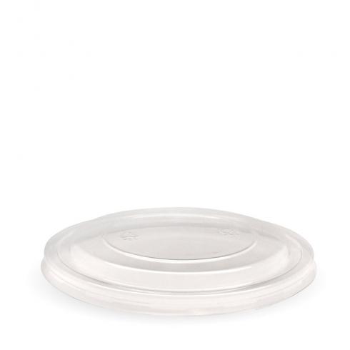 500-1,000ml Kraft BioBowl PET lid - clear from BioPak. Compostable, made out of PET Plastic and sold in boxes of 1. Hospitality quality at wholesale price with The Flying Fork!
