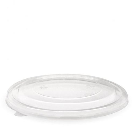 1,300ml Kraft BioBowl PET lid - clear from BioPak. Compostable, made out of PET Plastic and sold in boxes of 1. Hospitality quality at wholesale price with The Flying Fork!