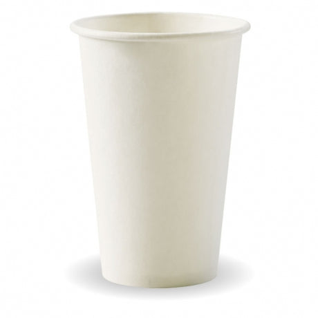 350ml (12oz) (80mm) cup (fits small lids) - white from BioPak. Compostable, made out of Paper and Bioplastic and sold in boxes of 1. Hospitality quality at wholesale price with The Flying Fork!