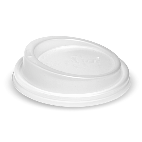 8(90mm), 12, 16 and 20oz PLA large lid - opaque from BioPak. Compostable, made out of Bioplastic and sold in boxes of 1. Hospitality quality at wholesale price with The Flying Fork!