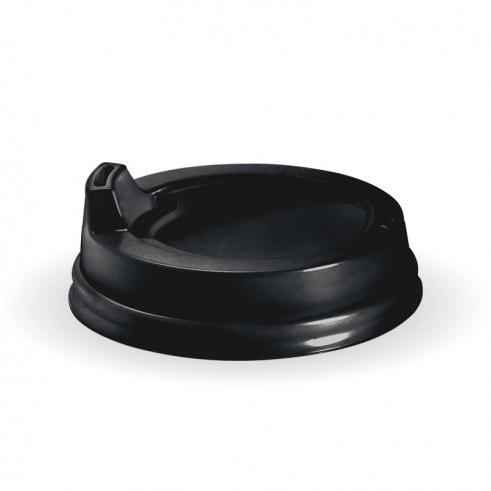 80mm PS small sipper lid - fits all 80mm cups - black from BioPak. Compostable, made out of Bioplastic and sold in boxes of 1. Hospitality quality at wholesale price with The Flying Fork!