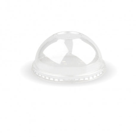 90mm PET Dome lid - straw slot - fits all 90mm cups - clear from BioPak. Compostable, made out of PET Plastic and sold in boxes of 1. Hospitality quality at wholesale price with The Flying Fork!
