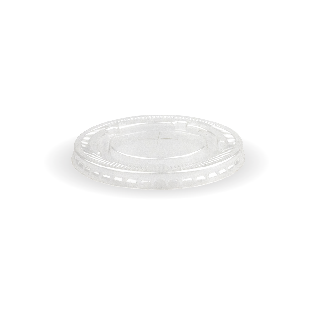 90mm large lid - straw slot, clear,PET from Biopak. Compostable, made out of PET and sold in boxes of 1. Hospitality quality at wholesale price with The Flying Fork!
