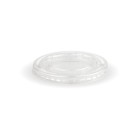 90mm large lid - straw slot, clear,PET from Biopak. Compostable, made out of PET and sold in boxes of 1. Hospitality quality at wholesale price with The Flying Fork!