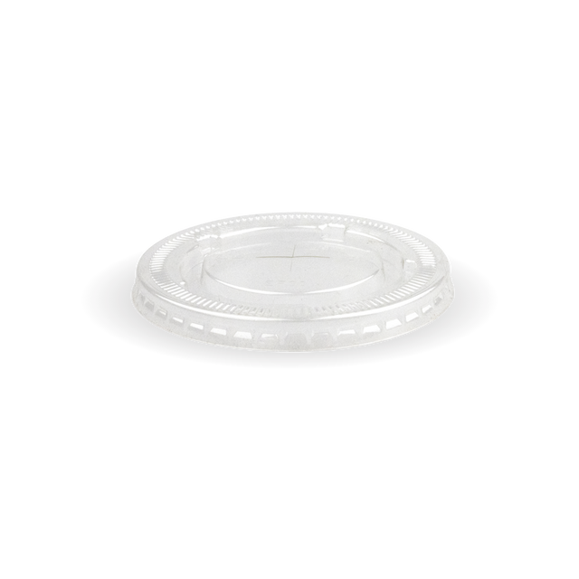 90mm large lid - straw slot, clear,PET from Biopak. Compostable, made out of PET and sold in boxes of 1. Hospitality quality at wholesale price with The Flying Fork!