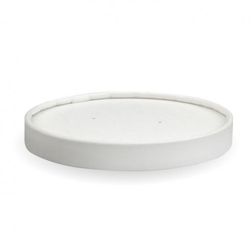 430-950ml (12-32oz) BioBowl paper lid - white from BioPak. Compostable, made out of Paper and Bioplastic and sold in boxes of 1. Hospitality quality at wholesale price with The Flying Fork!