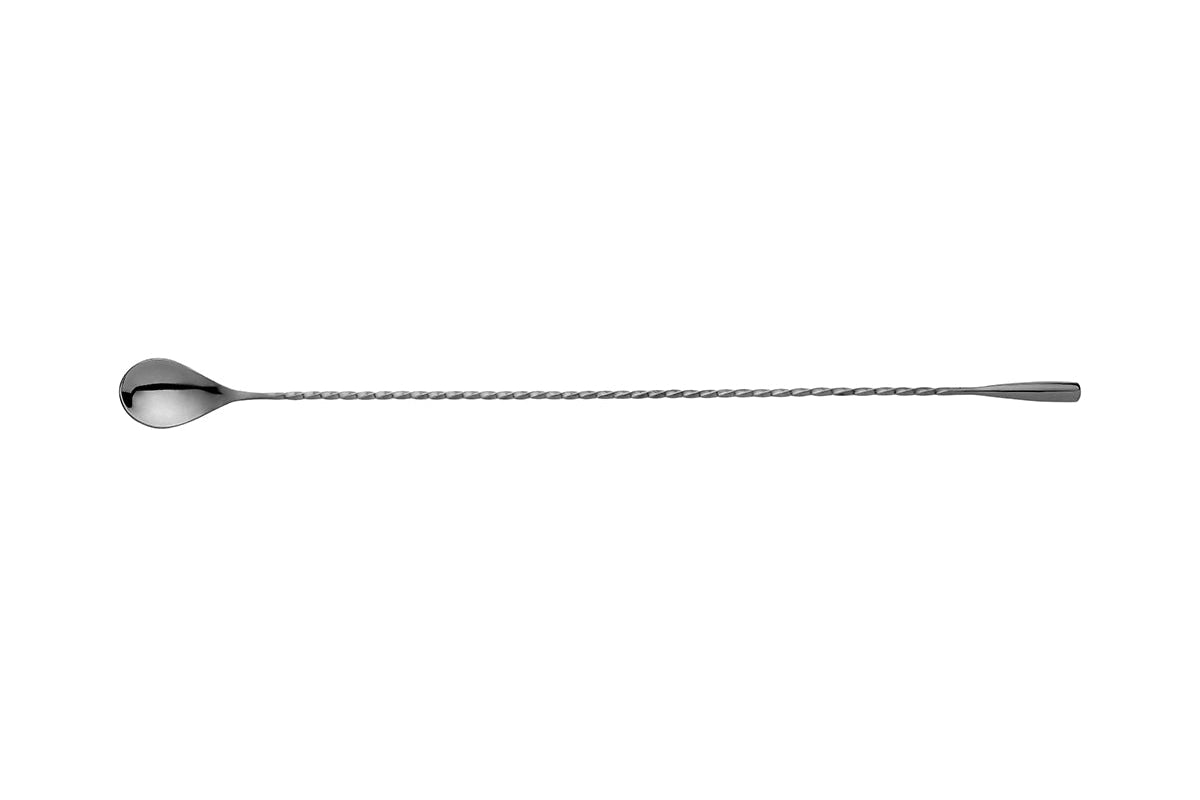 Stainless Steel Bar Spoon With Drop at 405mm long and PVC coated on a white background.