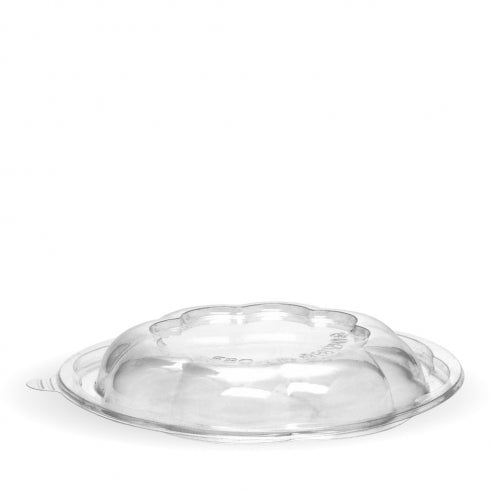 840 and 1,080ml (24 and 32oz) salad bowl lid - clear from BioPak. Compostable, made out of Bioplastic and sold in boxes of 1. Hospitality quality at wholesale price with The Flying Fork!
