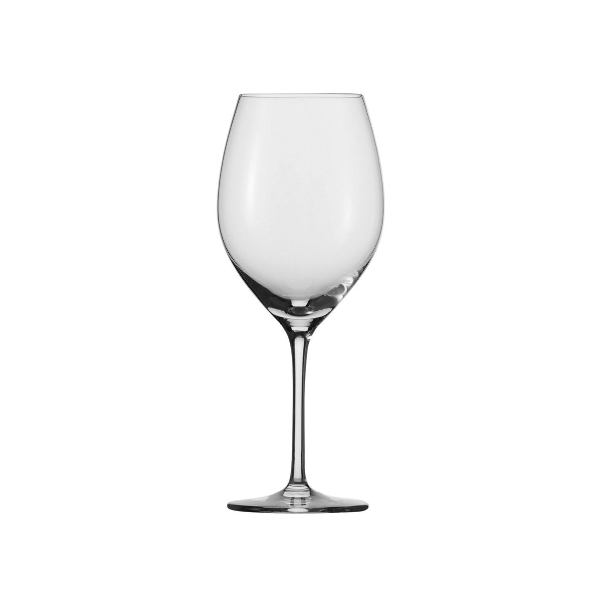Clear chardonnay glass on white background