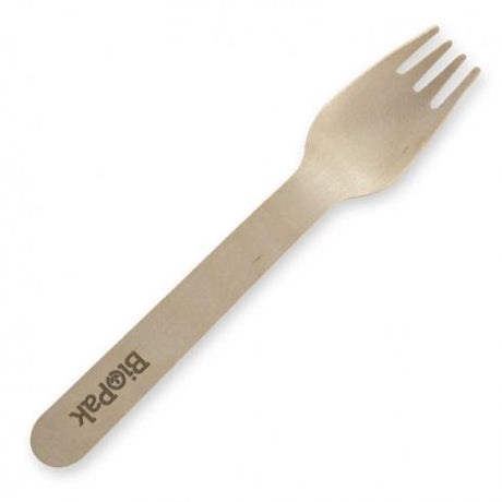 16cm coated fork - FSC 100% - wood from BioPak. Compostable, made out of FSC Pulp and sold in boxes of 1. Hospitality quality at wholesale price with The Flying Fork!