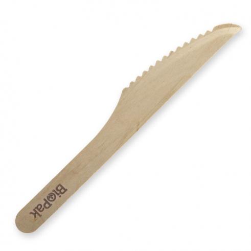 16cm coated knife - FSC 100% - wood from BioPak. Compostable, made out of FSC Pulp and sold in boxes of 1. Hospitality quality at wholesale price with The Flying Fork!
